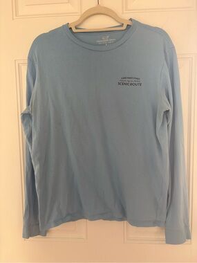 Vineyard Vines Light Blue Long-Sleeve “Scenic Route” tee